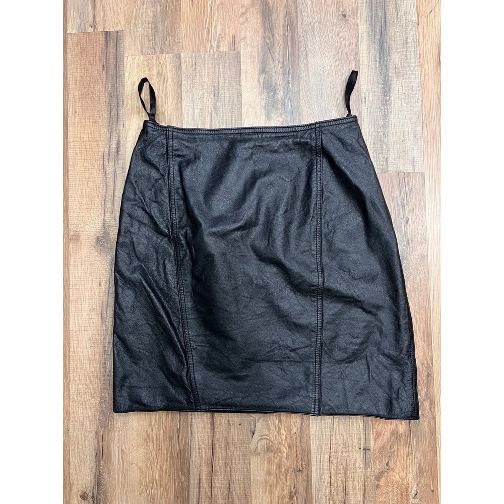Brandon Thomas Black Leather Mini Skirt Lined Vintage 90s Size 9/10